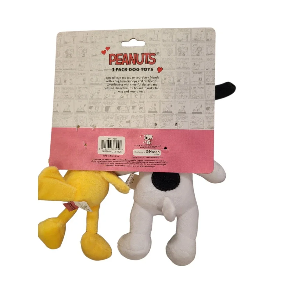 Peanuts Snoopy Woodstock 2 Pack Dog Toys Squeakers Inside Valentine Hearts